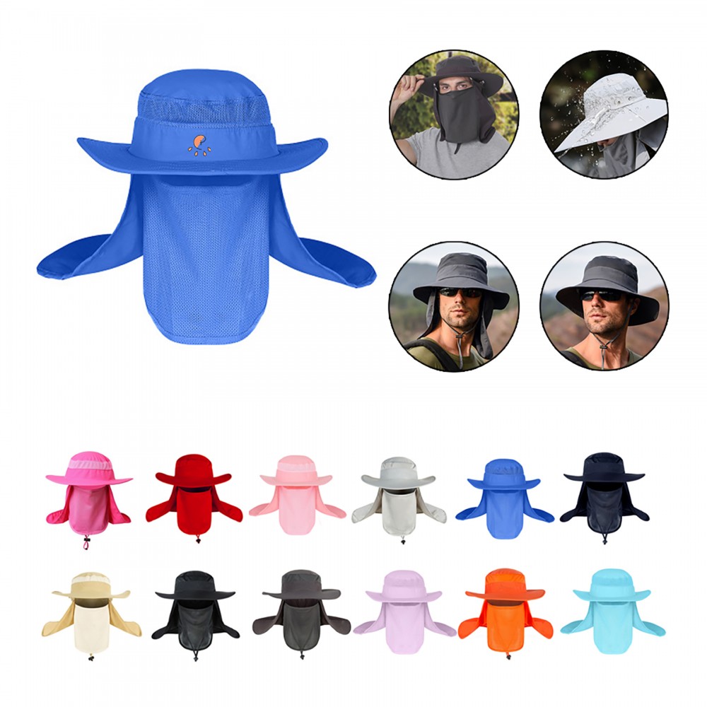 Outdoor Sun Protection Fisherman Hat With Mask Logo Printed Outdoor Sun Protection Fisherman Hat With Mask Logo Printed