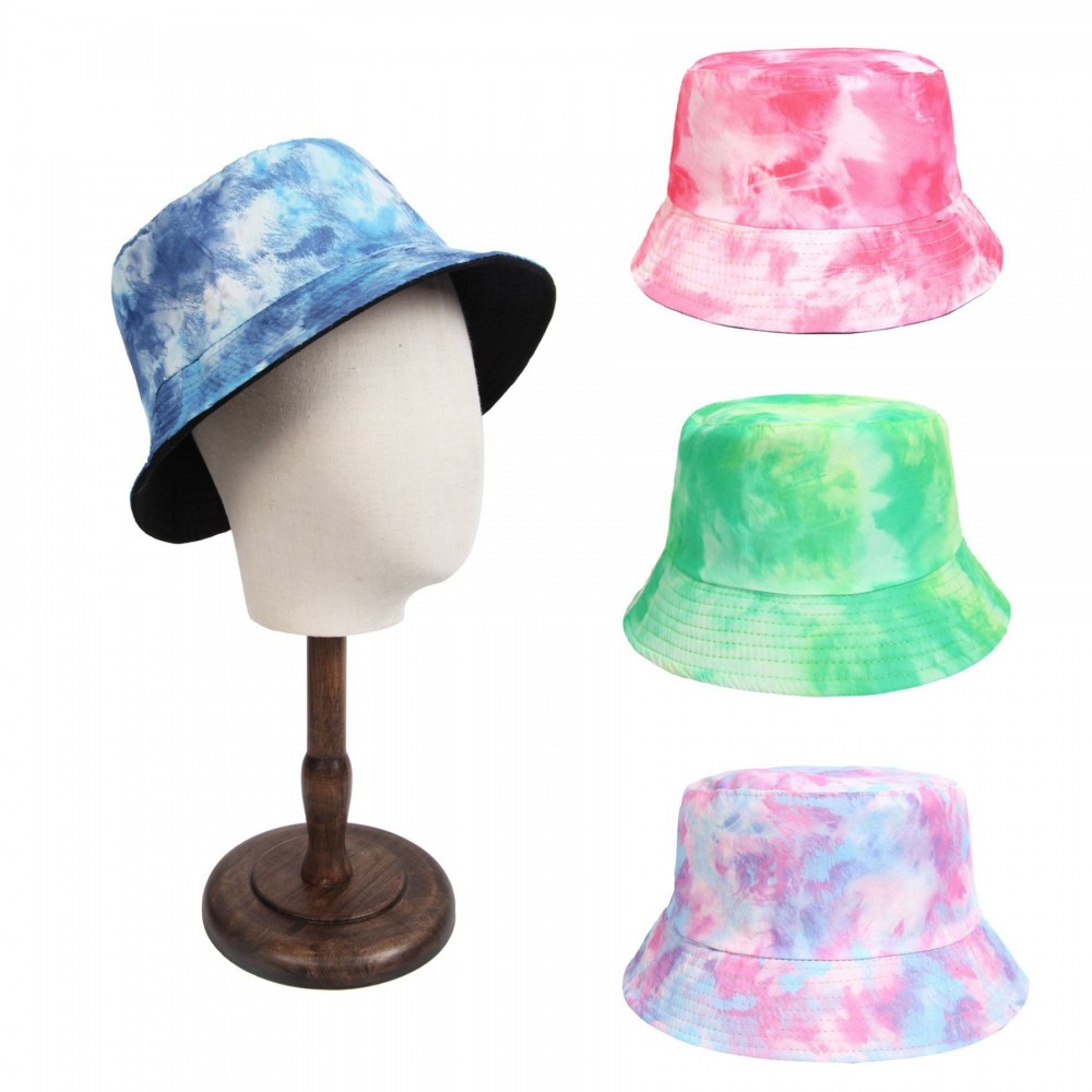Painted Tie-dyed Cotton Bucket Cap with Logo