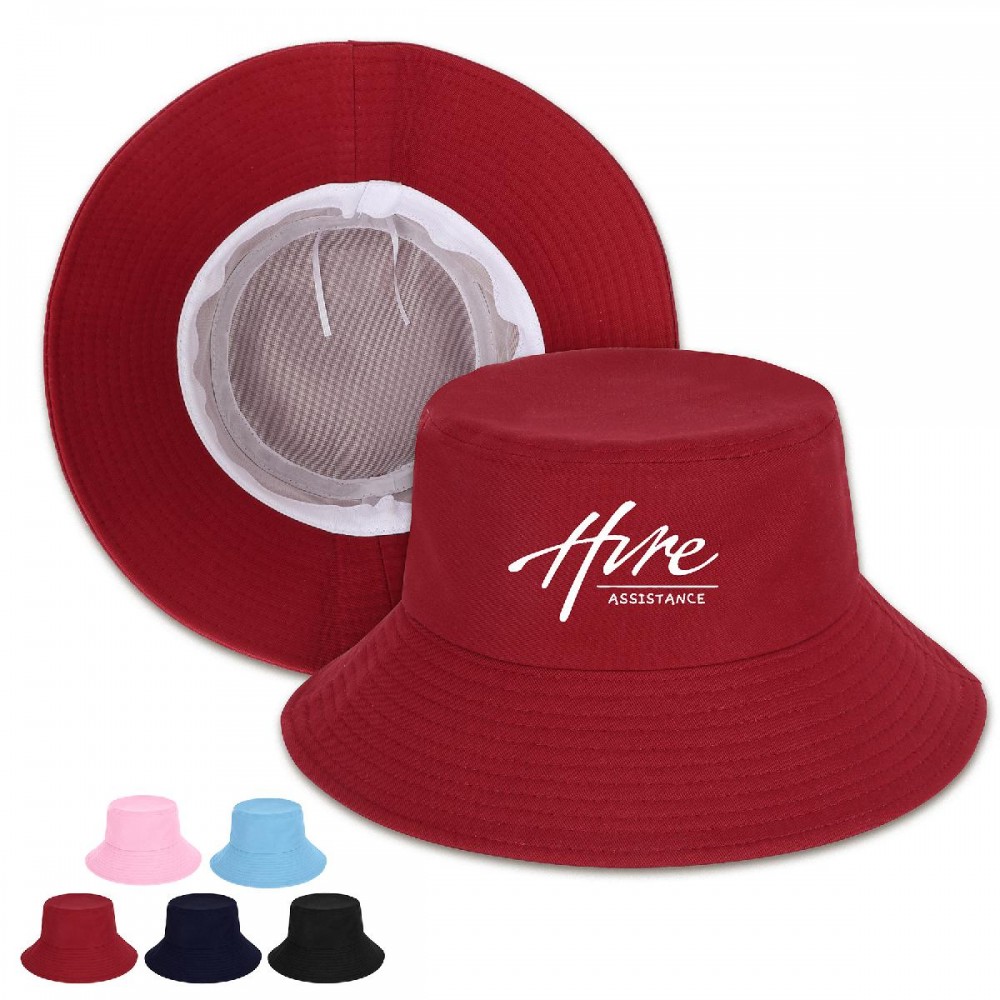 Embroidered Cotton Brim Bucket Hat Wide