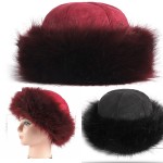 Women Leopard Faux Fur Hats Fluffy Bucket Hat with Logo
