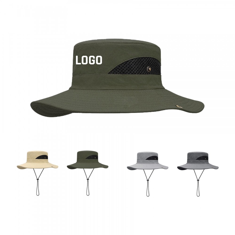 Canvas Bucket Hat With Breathable Mesh with Logo