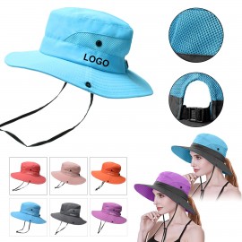 Adult Foldable Women's Ponytail Sun Hat with Logo  Adult Foldable Women
