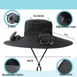 Customized Wide Brim Sun Hat with 2 Solar Fan