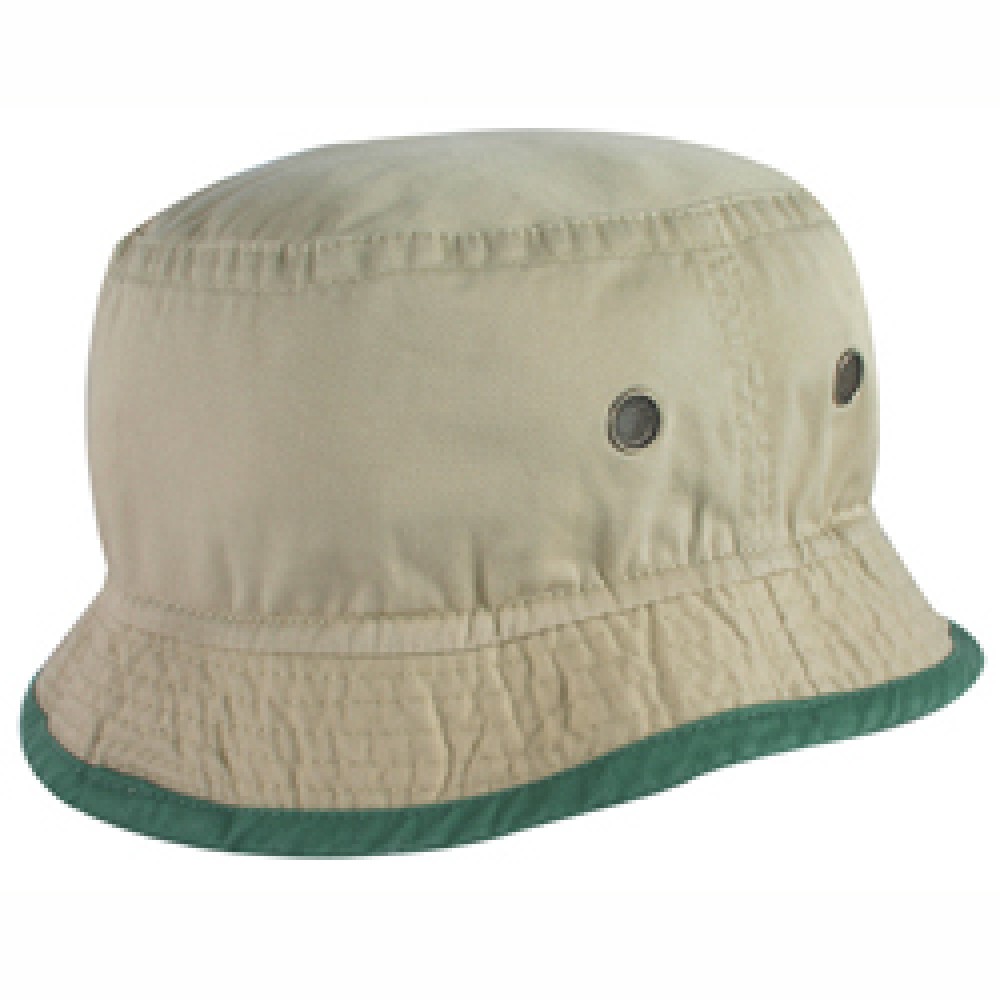 Promotional HeadShots Youth Two Tone Cotton Washed Bucket Hat