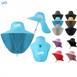 Logo Printed Adult's Unisex Drawstring Bucket Hat with Neck Flap