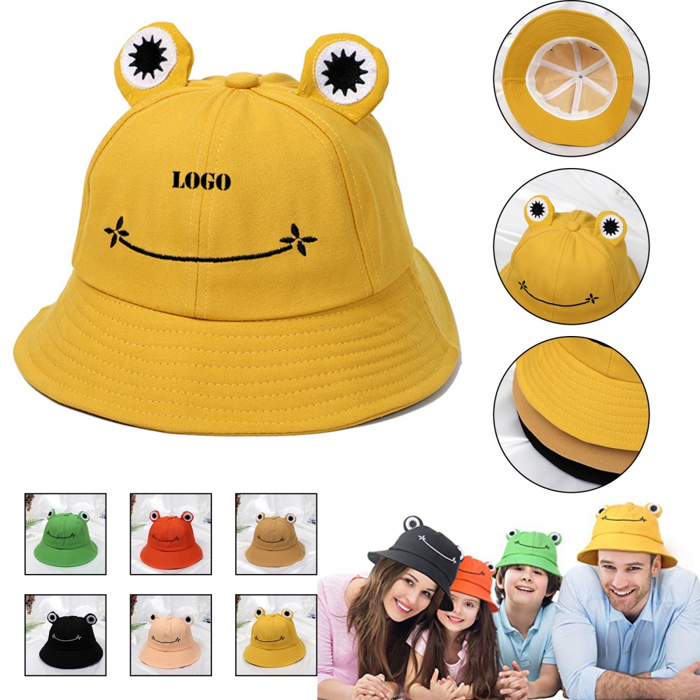 Foldable Wide Brim Cute Frog Bucket Hat Branded