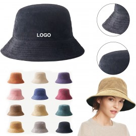 Corduroy Bucket Hat with Logo