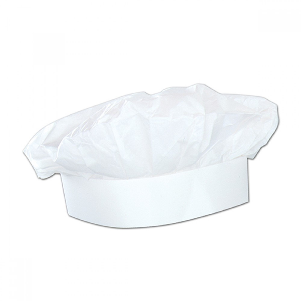 Logo Embroidered White Chef's Hat Logo Embroidered White Chef's Hat