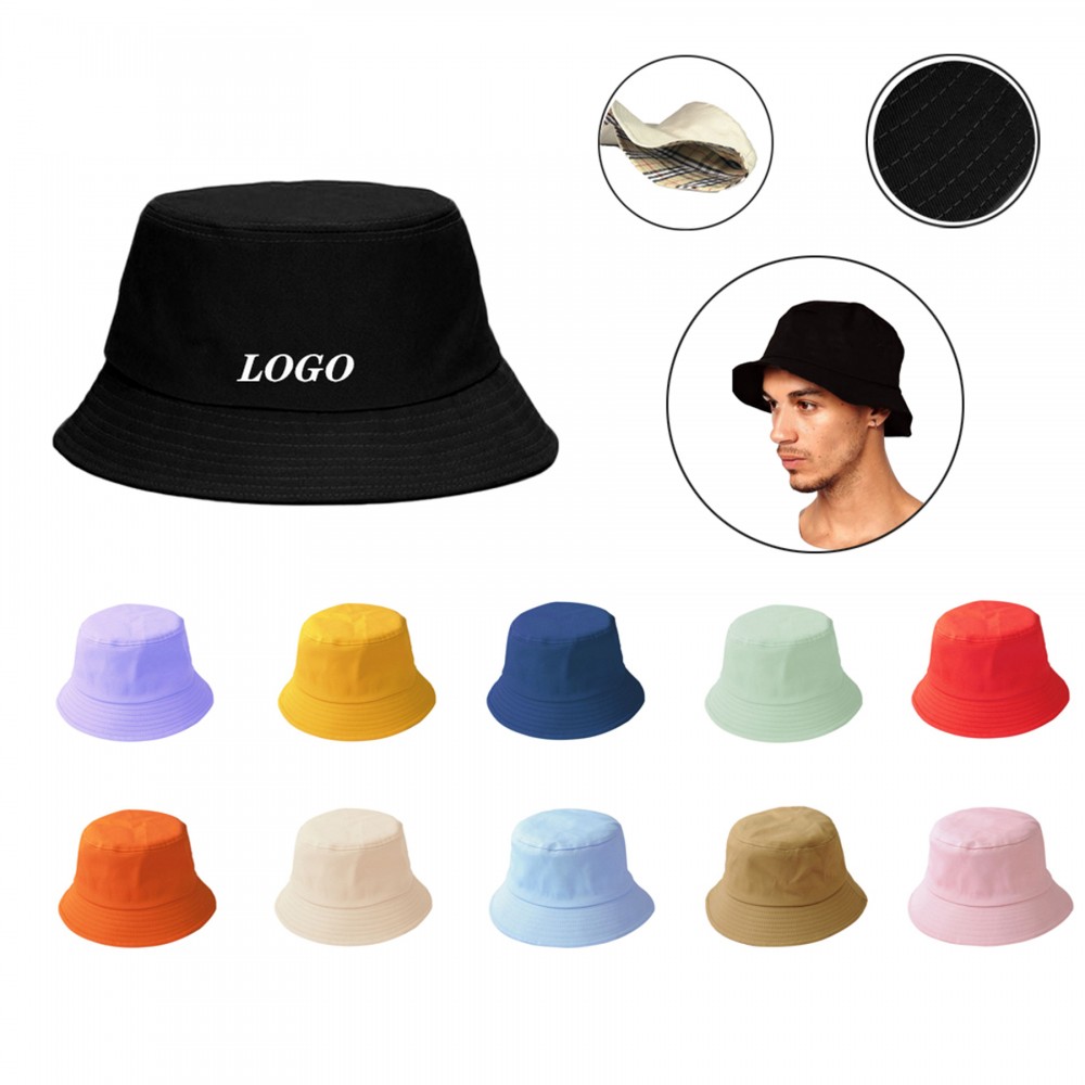 Brushed Cotton Twill Bucket Hat with Logo