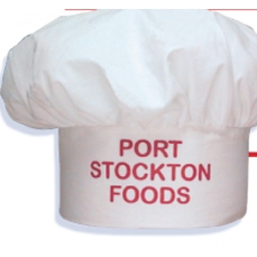 Muslin White Chef Hat w/Hook & Loop Back with Logo