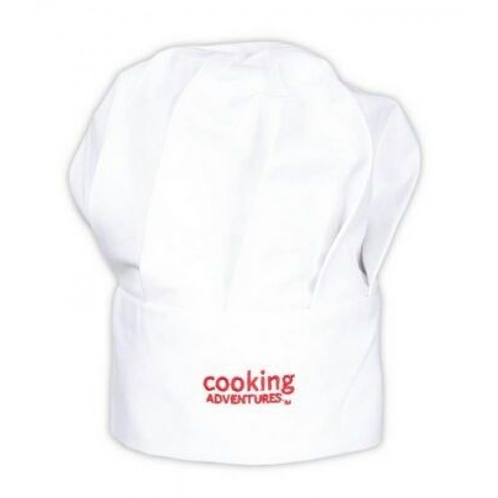 Logo Embroidered White Muslin Bouffant Adult's Chef Hat w/ Velcro Back Logo Embroidered White Muslin Bouffant Adult's Chef Hat w/ Velcro Back