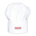 Logo Embroidered White Muslin Bouffant Adult's Chef Hat w/ Velcro Back