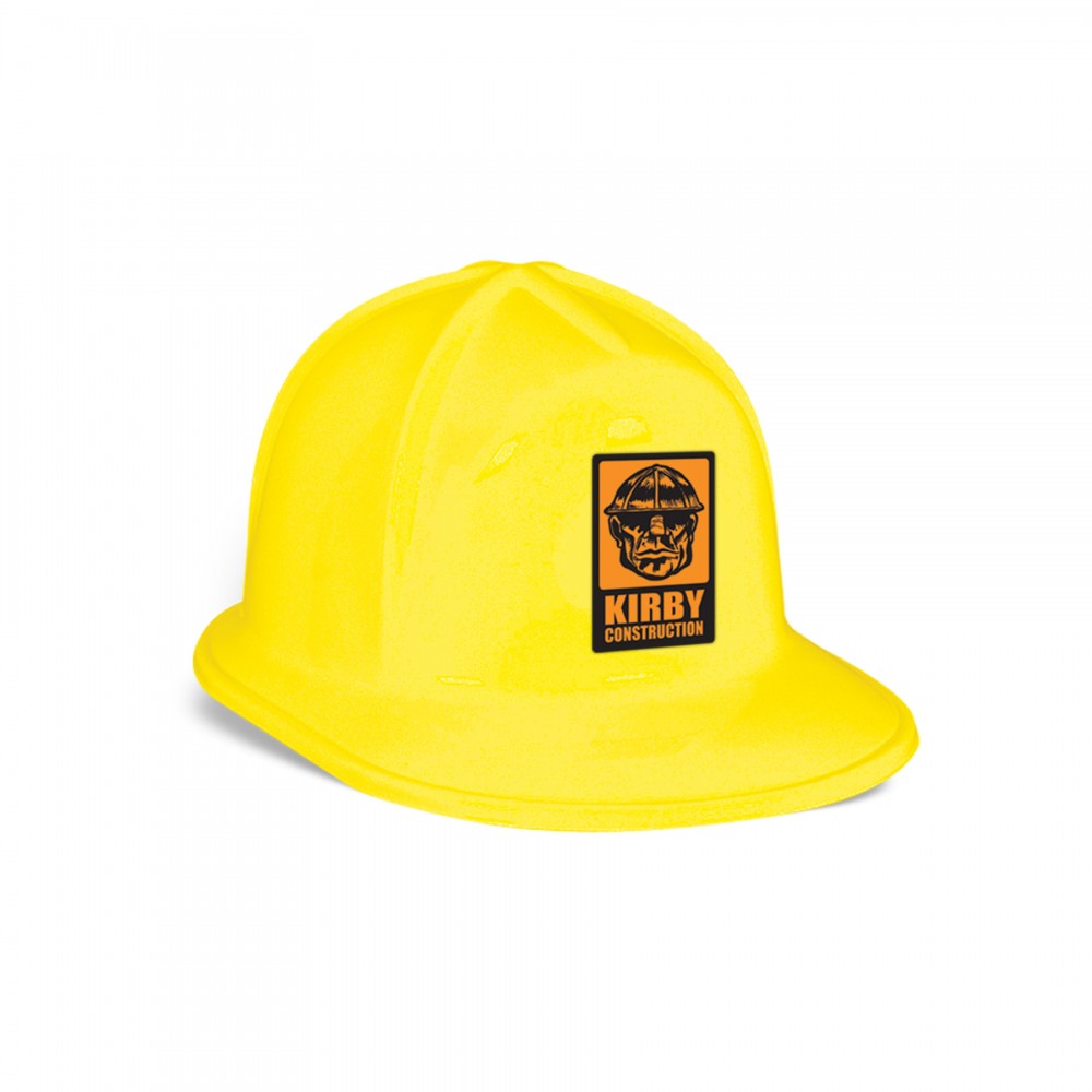 Plastic Construction Hat w/A Custom Printed Paper Stock Icon with Logo
