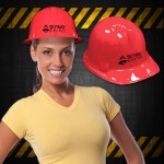 Red Novelty Plastic Construction Hat with Logo