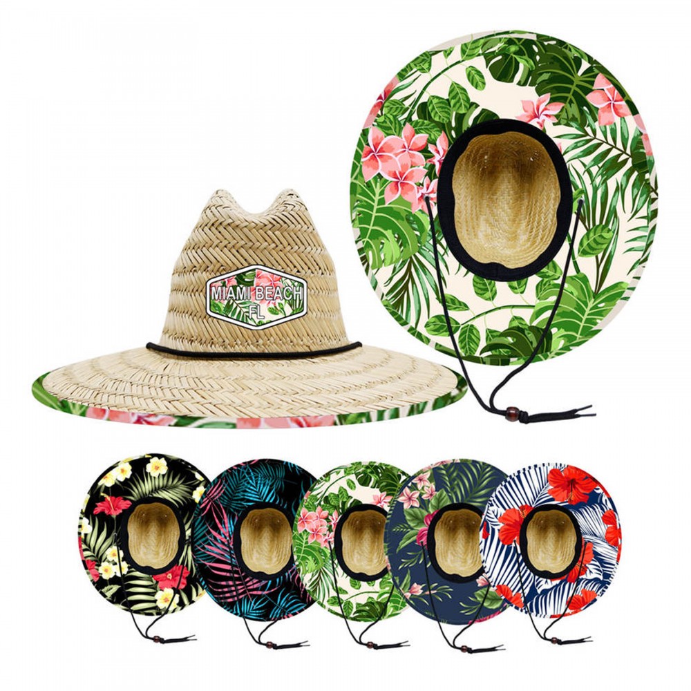 Lifeguard Straw Hat with Custom Patch with Logo Lifeguard Straw Hat with Custom Patch with Logo