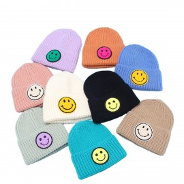 Custom Smiley Face Wool Hat Beanie Cute Knitted Hats For kids