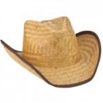 Trimmed Seagrass Straw Cowboy Hat Logo Embroidered