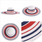 Big Brim Straw Hat Paperbraid Stripe Trim Logo Embroidered
