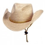 Logo Embroidered Sewn Braid Straw Cowboy Hat w/Chin Strap
