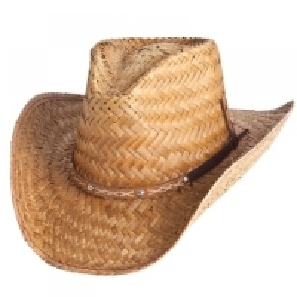 Straw Cowboy Hat w/Hatband Branded Straw Cowboy Hat w/Hatband Branded