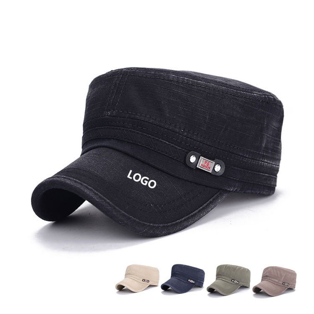 Unisex 100% Cotton Washable Cadet Cap with Logo Unisex 100% Cotton Washable Cadet Cap with Logo