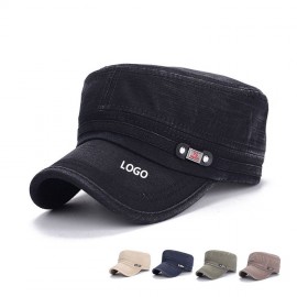 Unisex 100% Cotton Washable Cadet Cap with Logo  Unisex 100% Cotton Washable Cadet Cap with Logo