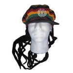 Logo Embroidered Hand Crocheted Billed Tam Hat W/Dreadlocks