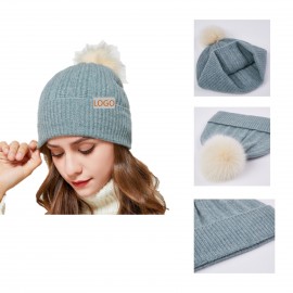 Wool Knitted Female Hat with Logo