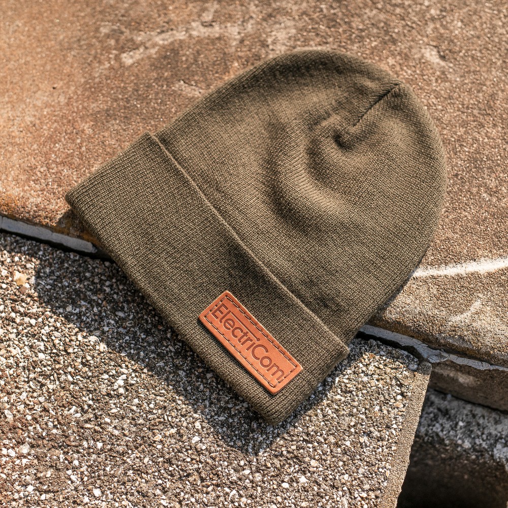 Logo Branded Richardson Beanies with Leather Patches | Genuine Leather | Richardson R15 & R18 Beanies