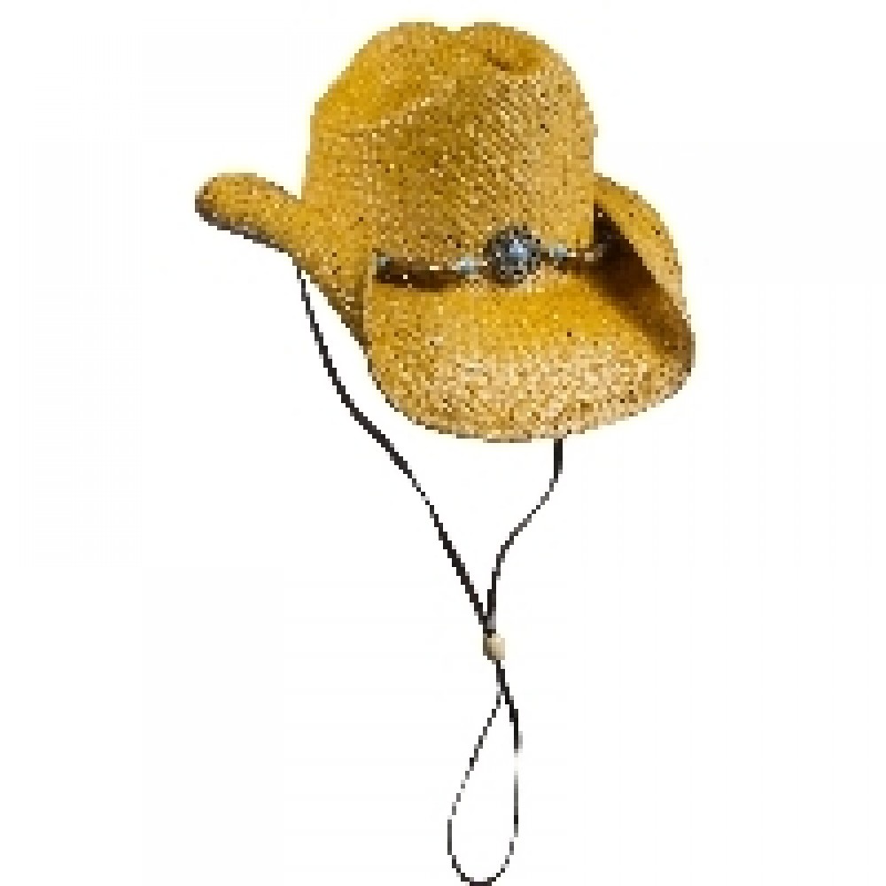 Raffia Straw Western Hat w/Decorative Band Logo Embroidered Raffia Straw Western Hat w/Decorative Band Logo Embroidered