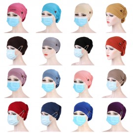 Button Slouchy Beanie Hat with Logo