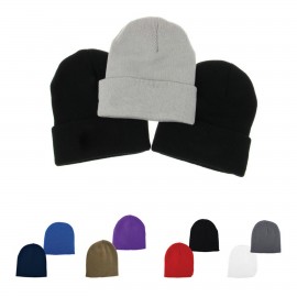 Branded Beanie Knit Hat With Cuff