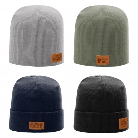 Personalized Genuine Leather Patches on Beanie | Choose Patch Shape | Choose Color | Richardson R15 or R18