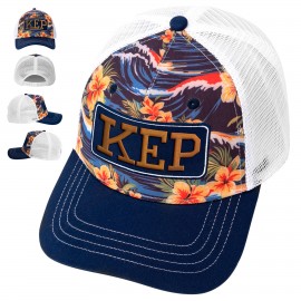 5-Panel Dye-Sublimated Structured Mesh Trucker Cap with Logo