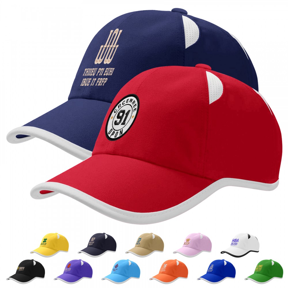 Logo Branded Embroidery Quick Dry Polyester Baseball Cap With Mesh Eyelets