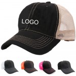 Unstructured Cotton Panel Low File Mesh Trucker Cap Logo Embroidered
