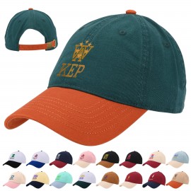 6-Panel Twill Cotton Two Tone Curved Brim Baseball Cap with Logo