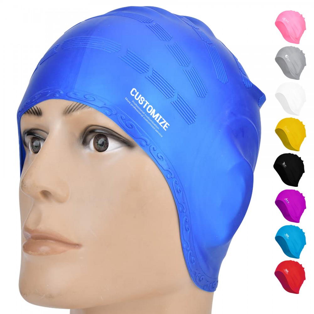 Silicone Ear Protection Swimming Cap with Logo