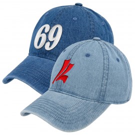 Vintage Washed Denim 6-Panel Baseball Cap with Logo