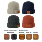 Full-Grain Leather Patch Beanie | Richardson 146 | Choose Patch Shape and Location| Choose Color with Logo
