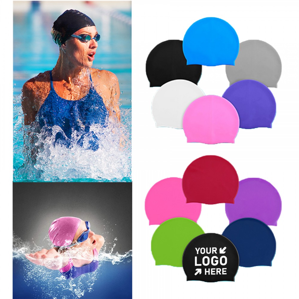 Logo Branded Silicone Durable Non-Slip Swimming Pool Cap