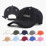 Cotton Six Panel Baseball Cap With Contrast Stitching with Logo