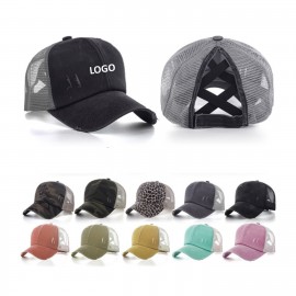 Promotional Washed Denim Ponytail Baseball Cap  Promotional Washed Denim Ponytail Baseball Cap