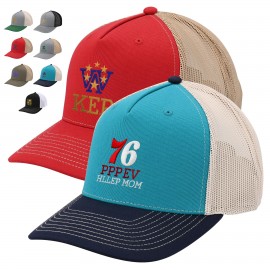 Customized Premium 5-Panel Trucker Cap With Mesh Back & Plastic Snapback Closure