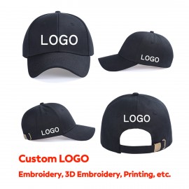Logo Branded Cotton Twill Cap with Buckle Closure  Logo Branded Cotton Twill Cap with Buckle Closure