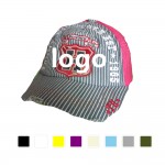 Denim Distressed Strips Baseball Cap with Logo
