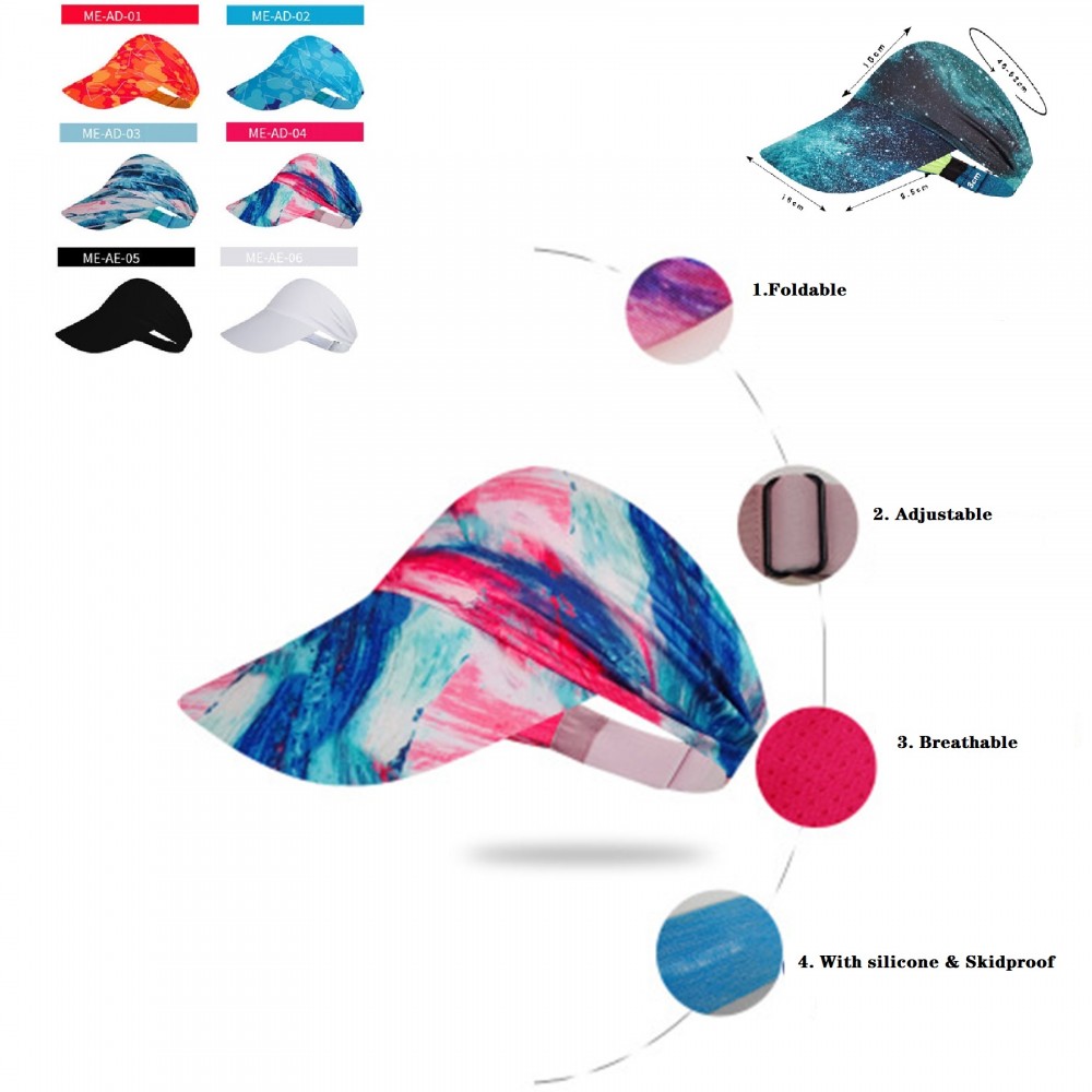 Logo Embroidered Foldable Sport Sun Visor Cap For Men Women Adults Kids Logo Embroidered Foldable Sport Sun Visor Cap For Men Women Adults Kids