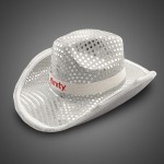 Promotional Sequin LED Cowboy Hat w/Silk Screened White Band