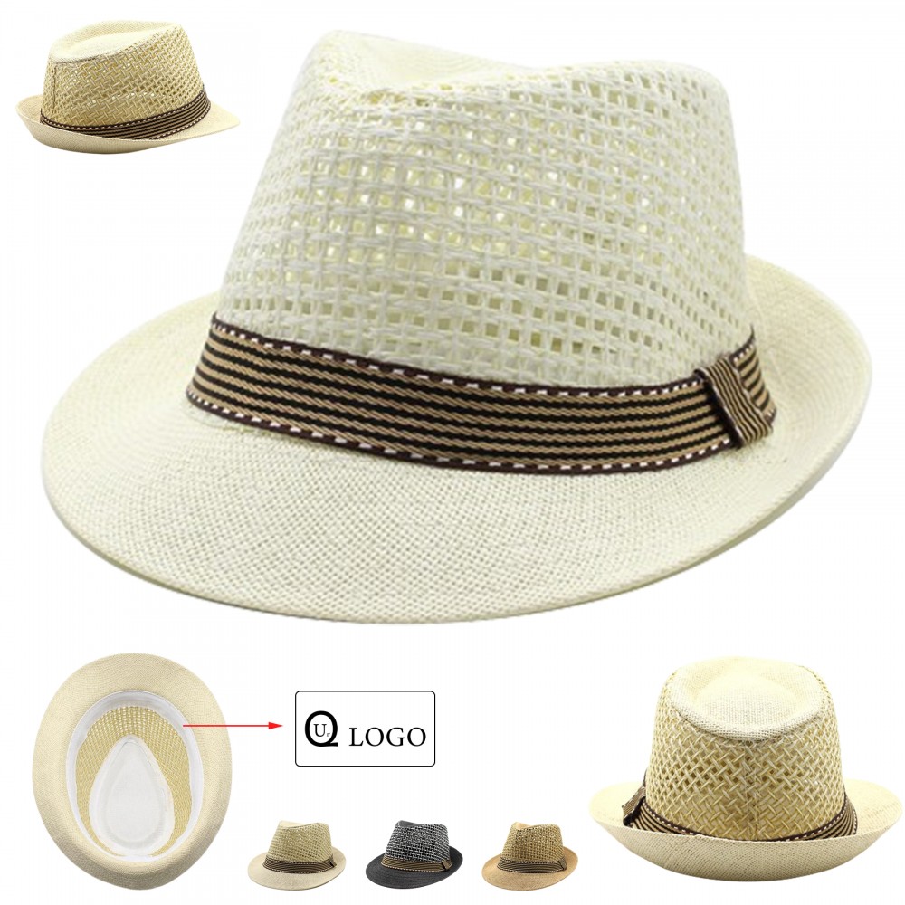 Promotional Summer Beach Sun Protective Jazz Straw Hat Promotional Summer Beach Sun Protective Jazz Straw Hat