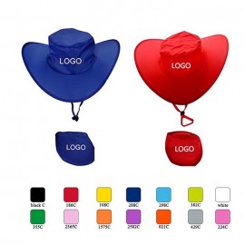 Logo Printed Folding Polyester Cowboy Hat  Logo Printed Folding Polyester Cowboy Hat